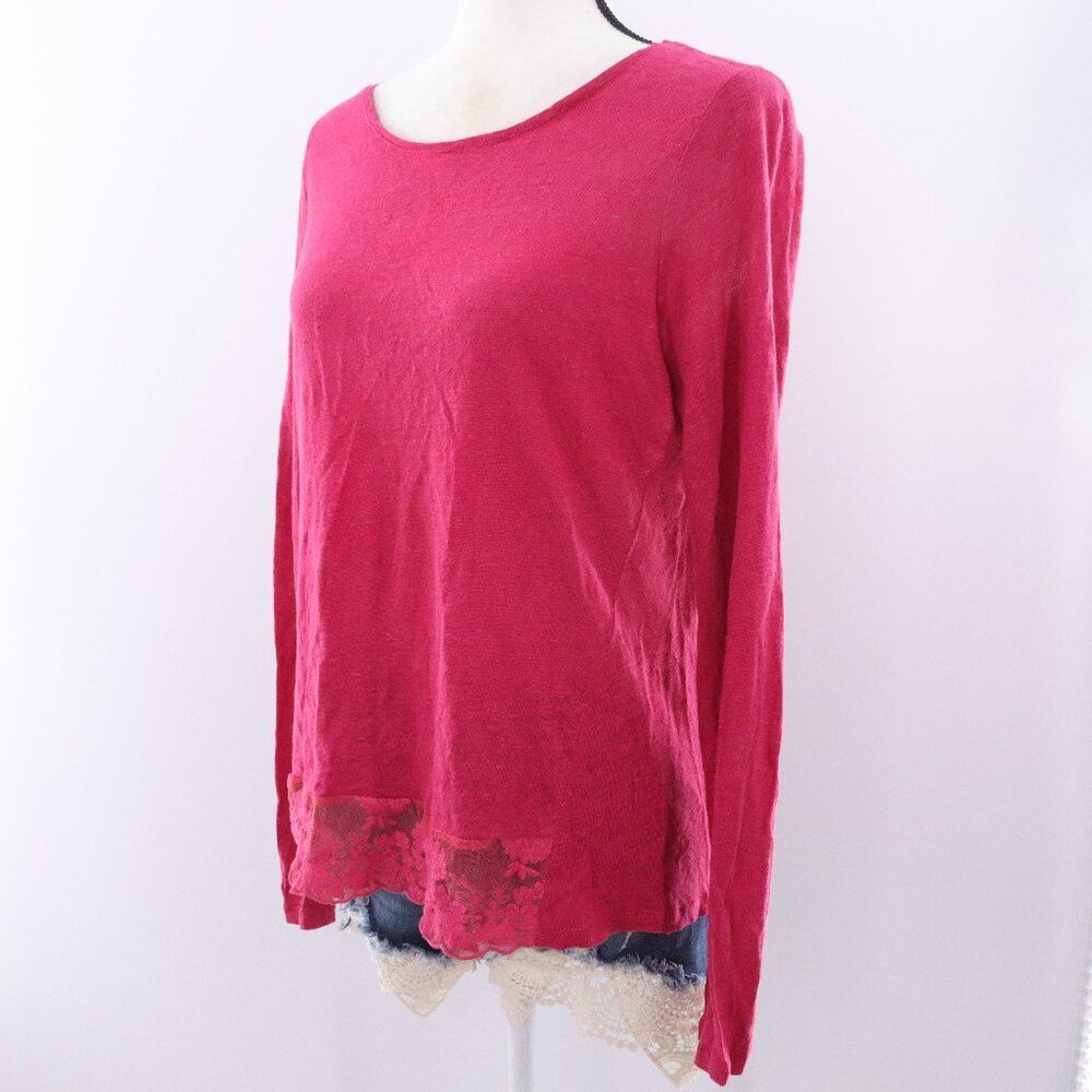 Sundance‎ | Lace Linen Long Sleeve Top Medium